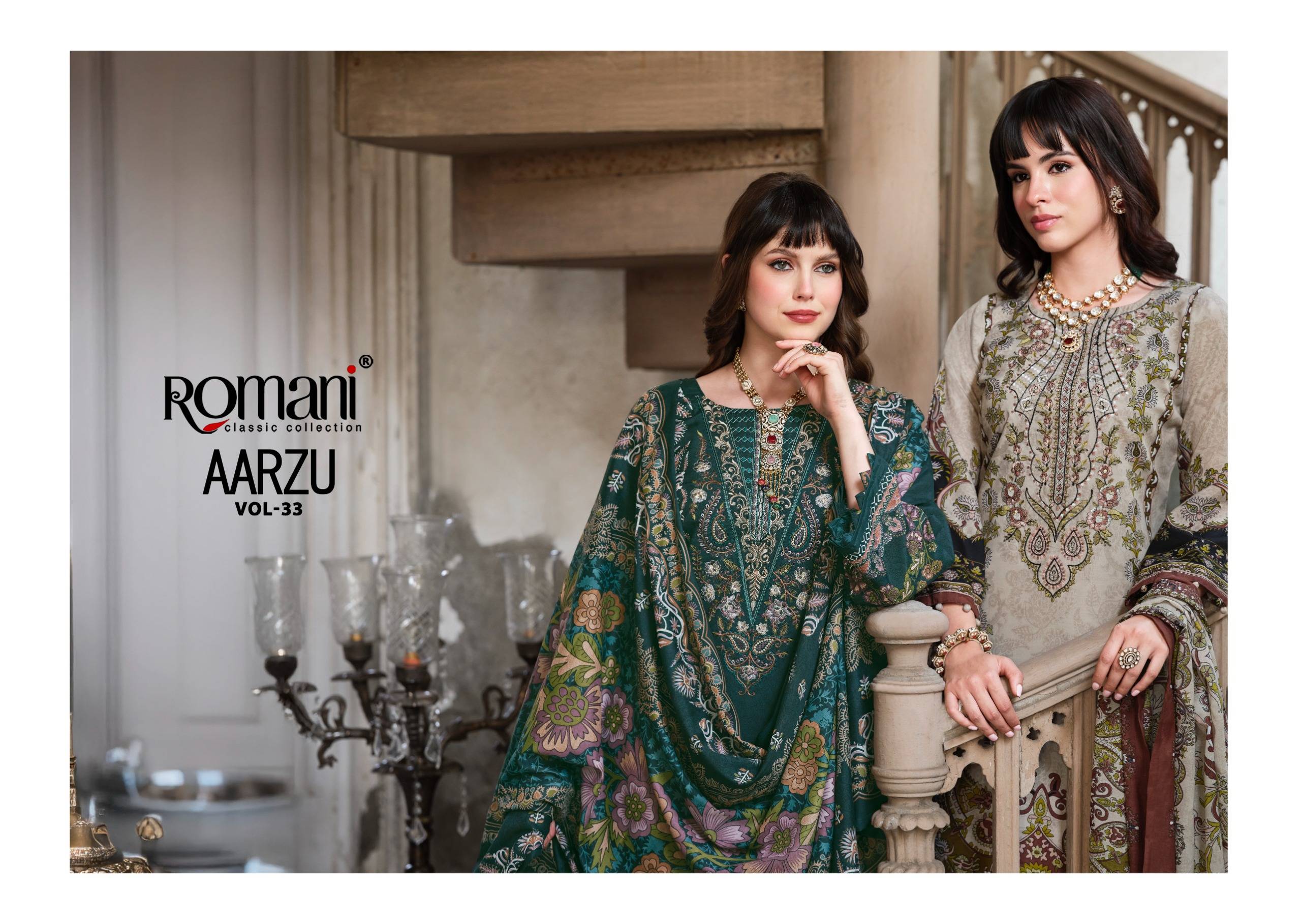 AARZU VOL-33 by ROMANI 1152-001 TO 1152-008 SERIES Pakistani Stylish Embroidered Soft Cotton COLLECTION At Wholesale Price
